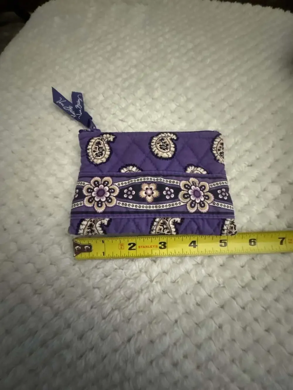 Vera Bradley Quilted Purple Paisley Zip ID Case Wallet